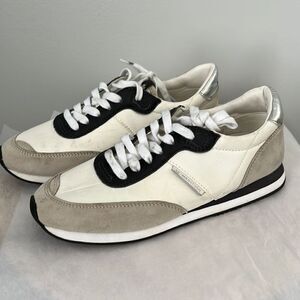 Sam Edelman Tori Lace Up Trainer Sneakers White and Gray 7.5 NWOB